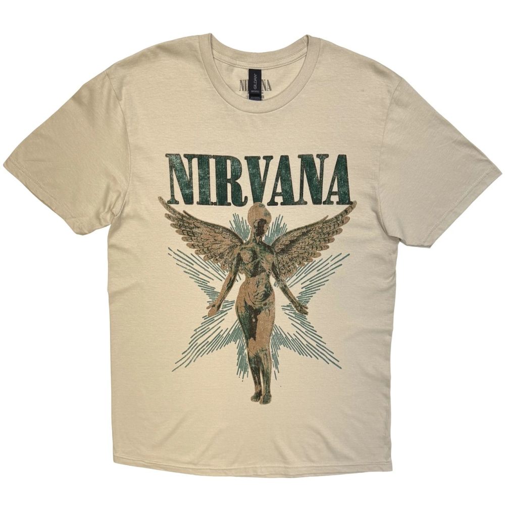 Nirvana - Angel Vintage Heren Tshirt - Creme